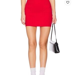 Bardot Red Ribbed Mini Skirt - Sleek Bodycon